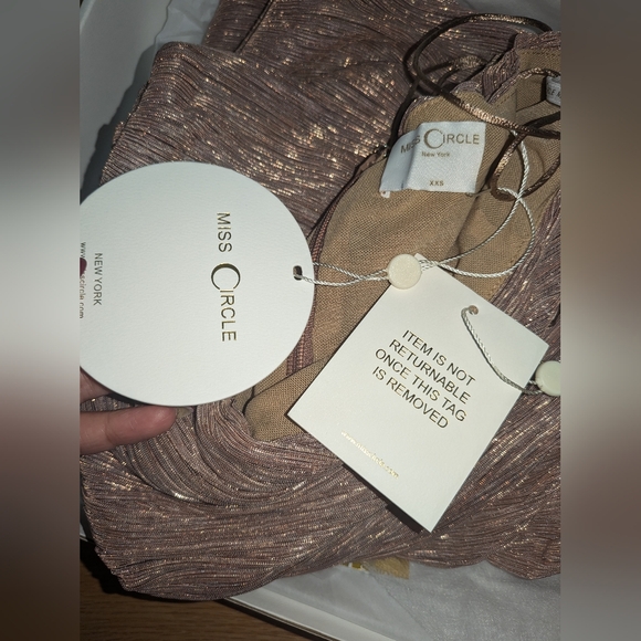 NWT MISS CIRCLE THE GLINT ROSE GOLD RUCHED CHIFFON LONG MAXI DRESS - Picture 11 of 11